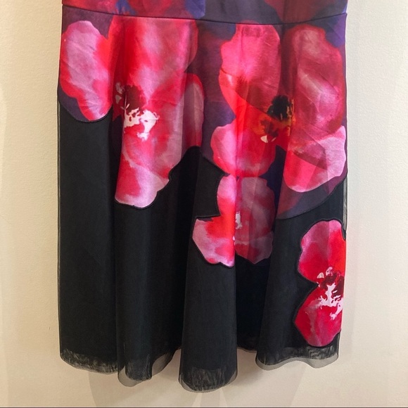 BELLE BY BADGLEY MISCHKA Sz 10 Floral and Mesh A-Line  Zipper Closure Dress - Picture 3 of 14